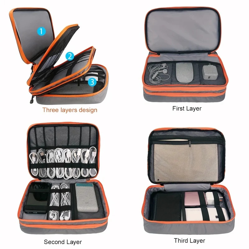 Multi-Layer Electronic Organiz - Tech Accessories Case recension och pris